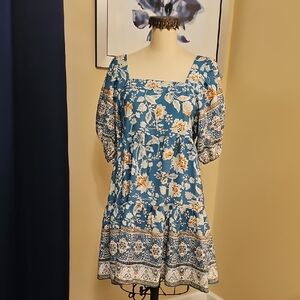 Band of the Free Floral Blue Dress